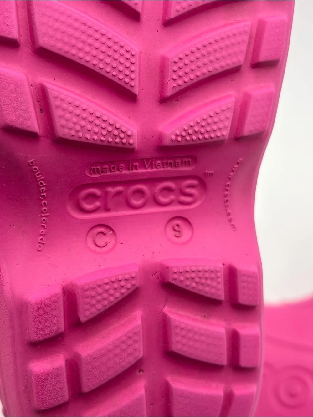 CROCS Kids Hot Pink Rain Boots with Hand-Hold Handles Size 9 Toddler